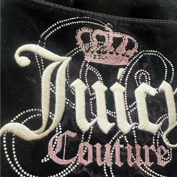 Juicy Couture Y2K Black Velour Crossbody Bag – 2011 Vintage Pink Sparkles - Picture 4 of 16